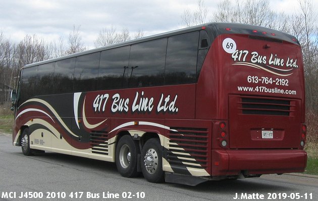 BUS/AUTOBUS: MCI J4500 2010 417 Bus Line