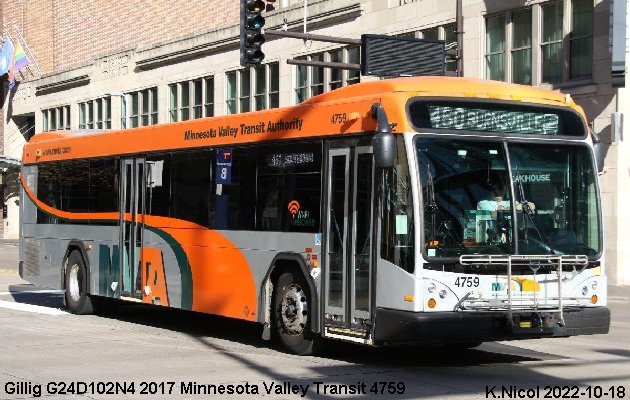 BUS/AUTOBUS: Gillig G27D102N4 2017 Minnesota Valey Transit