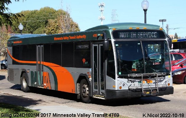 BUS/AUTOBUS: Gillig G27D102N4 2017 Minnesota Valey Transit