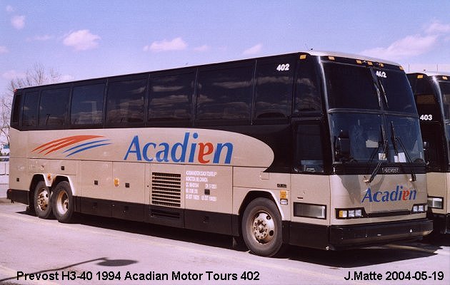 BUS/AUTOBUS: Prevost H3-40 1994 Acadian Motor Tours