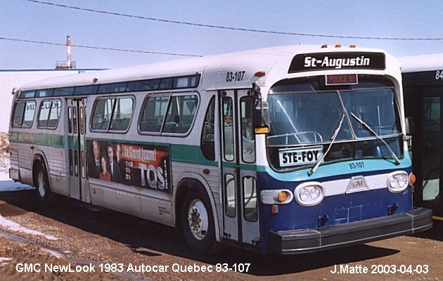 BUS/AUTOBUS: GMC New Look 1983 Autocar Quebec