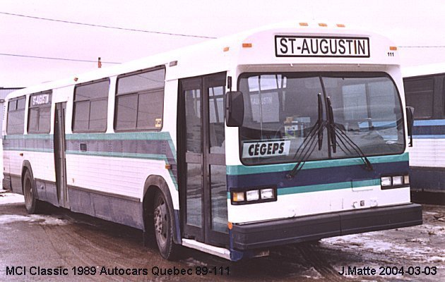BUS/AUTOBUS: MCI Classic 1989 Autocar Quebec