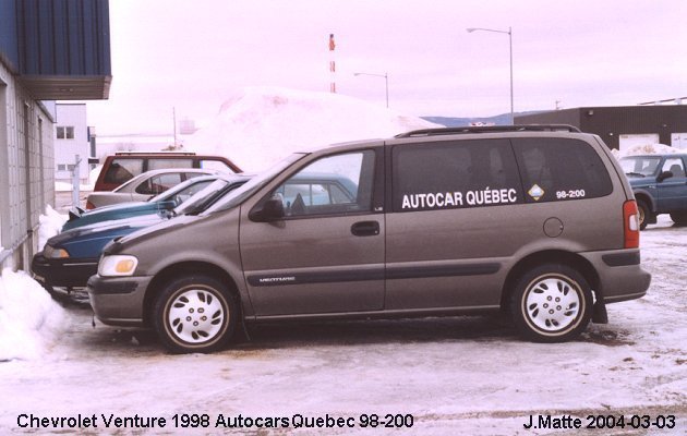 BUS/AUTOBUS: Chevrolet Venture 1998 Autocar Quebec