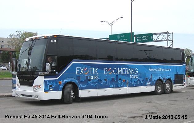 BUS/AUTOBUS: Prevost H3-45 2014 Bell-Horizon