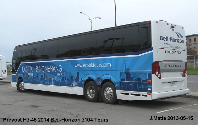 BUS/AUTOBUS: Prevost H3-45 2014 Bell-Horizon