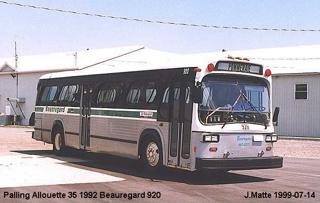 BUS/AUTOBUS: Palling Allouette 35 1992 Beauregard et Fils.