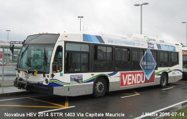 BUS/AUTOBUS: Novabus HEV 2014 STTrois-Rivieres