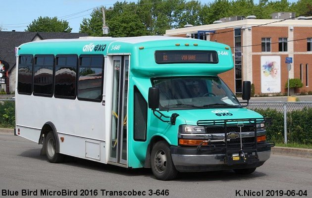 BUS/AUTOBUS: Blue Bird MicroBird 2016 Transcobec