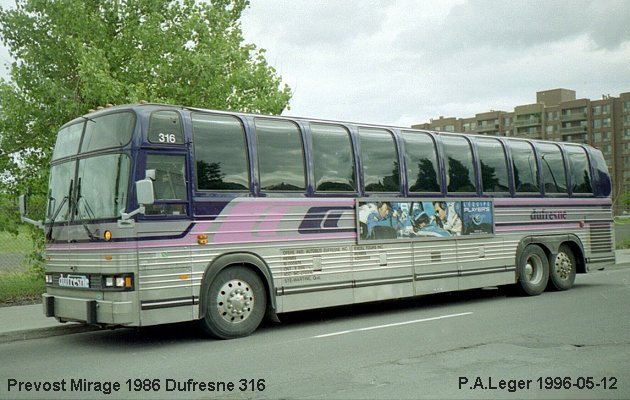 BUS/AUTOBUS: Prevost Mirage 1986 Dufresne