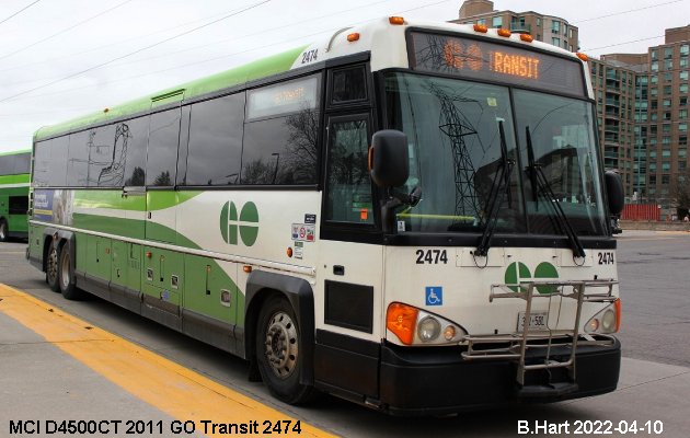 BUS/AUTOBUS: MCI D4500CT 2011 Go Transit