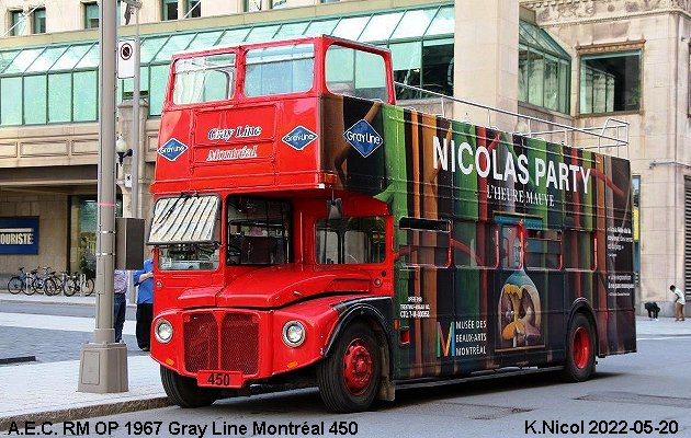 BUS/AUTOBUS: A.E.C. RM OP 1967 Gray Line Montréal