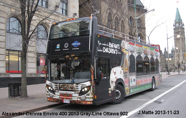 BUS/AUTOBUS: Alexander-Dennis Enviro 400 2013 Gray Line Ottawa