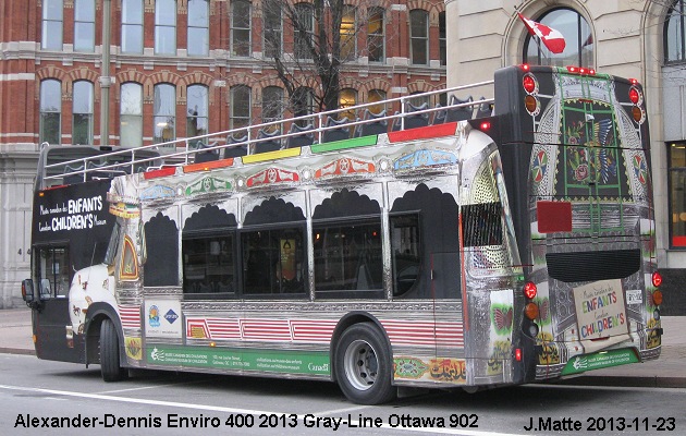 BUS/AUTOBUS: Alexander-Dennis Enviro 400 2013 Gray Line Ottawa