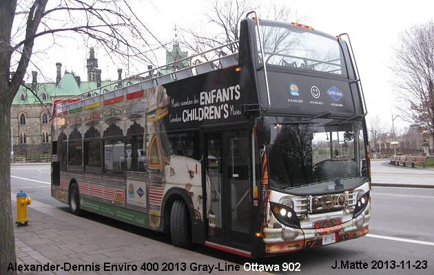 BUS/AUTOBUS: Alexander-Dennis Enviro 400 op 2013 Gray Line Ottawa