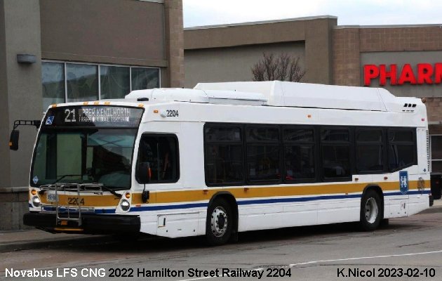 BUS/AUTOBUS: Novabus LFS CNG 2022 Hamilton Street Railway