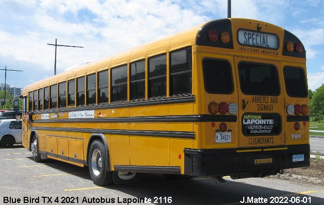 BUS/AUTOBUS: Blue Bird TX 4 2021 Lapointe