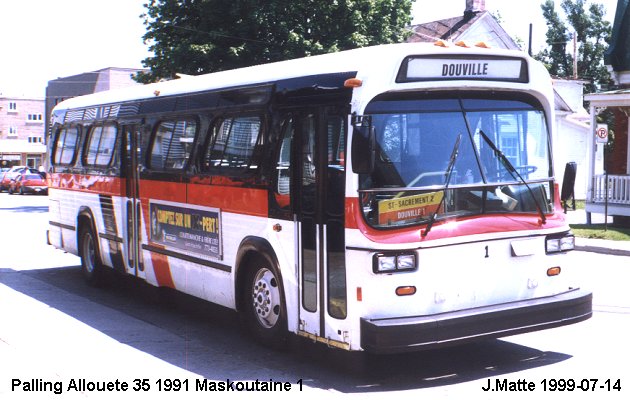 BUS/AUTOBUS: Palling Allouette 35 1991 Maskoutaine