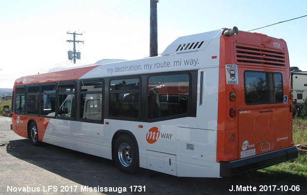 BUS/AUTOBUS: Novabus LFS 2017 Mississauga Transit