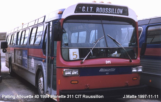 BUS/AUTOBUS: Palling Allouette 40 1994 Monette