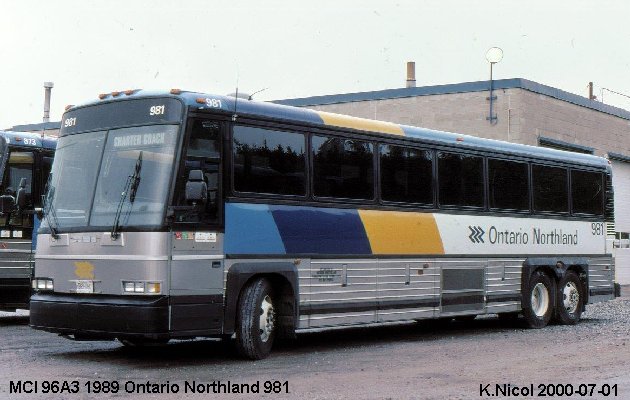 BUS/AUTOBUS: MCI 96A3 1989 Ontario Northland