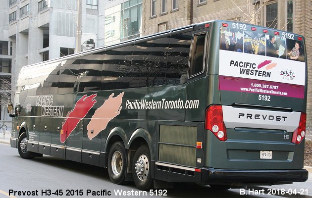 BUS/AUTOBUS: Prevost H3-45 2015 Pacific Western