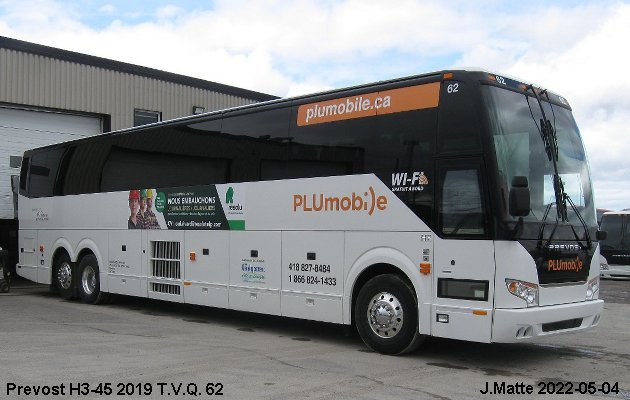 BUS/AUTOBUS: Prevost H3-45 2019 Tours Vieux Quebec