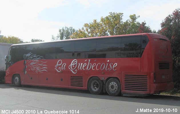 BUS/AUTOBUS: MCI J4500 2010 Quebecoise