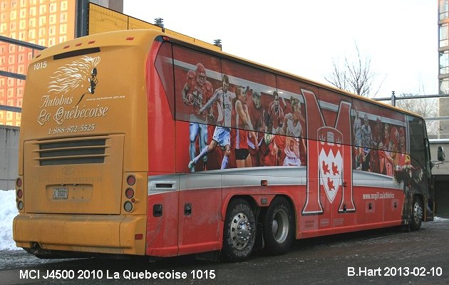 BUS/AUTOBUS: MCI J4500 2010 Quebecoise