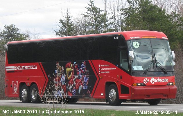 BUS/AUTOBUS: MCI J4500 2010 Quebecoise