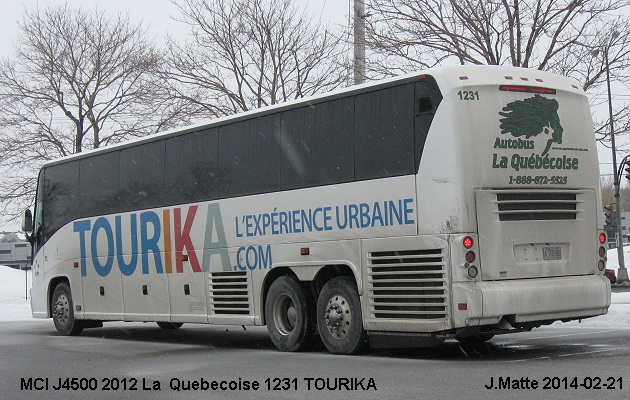 BUS/AUTOBUS: MCI J4500 2012 Quebecoise