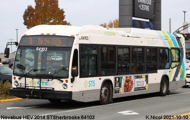 BUS/AUTOBUS: Novabus HEV 2014 STSherbrooke