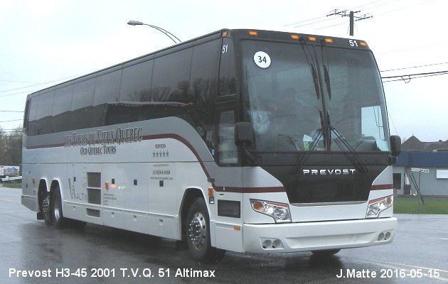 BUS/AUTOBUS: Prevost H3-45 2001 Tours Vieux Quebec