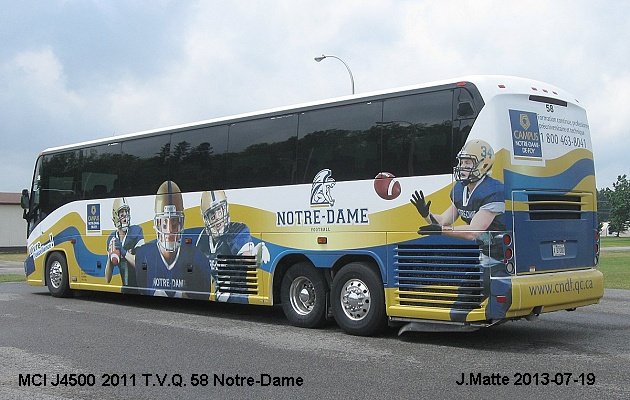 BUS/AUTOBUS: MCI J4500 2011 T.V.Q.