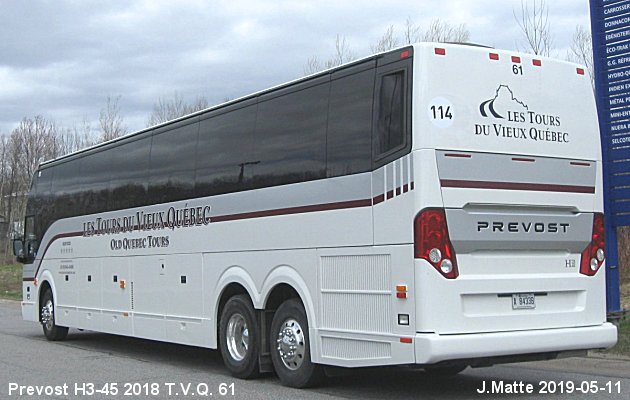 BUS/AUTOBUS: Prevost H3-45 2018 T.V.Q.