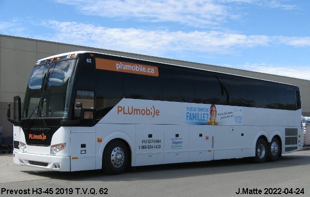 BUS/AUTOBUS: Prevost H3-45 2019 Tours Vieux Quebec