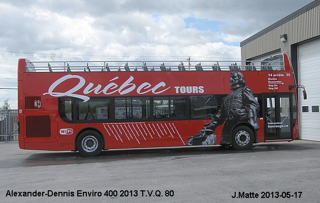 BUS/AUTOBUS: Alexander-Dennis Enviro 400 2013 Tours Vieux Québec