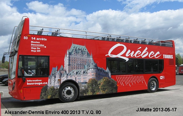 BUS/AUTOBUS: Alexander-Dennis Enviro 400 2013 Tours Vieux Québec