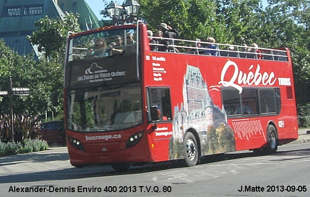 BUS/AUTOBUS: Alexander-Dennis Enviro 400 2013 Tours Vieux Québec