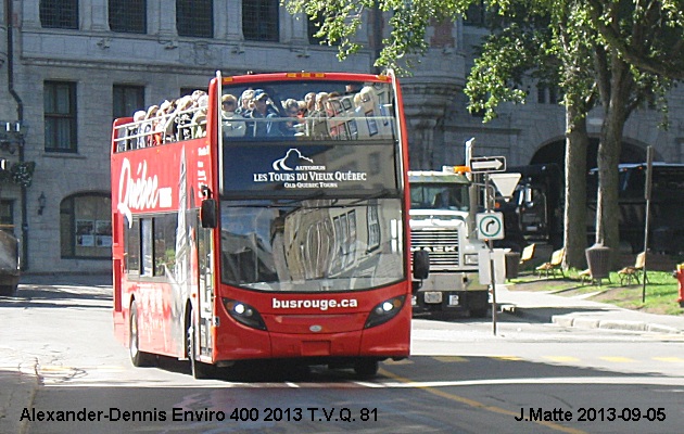 BUS/AUTOBUS: Alexander-Dennis Enviro 400 2013 Tours Vieux Québec