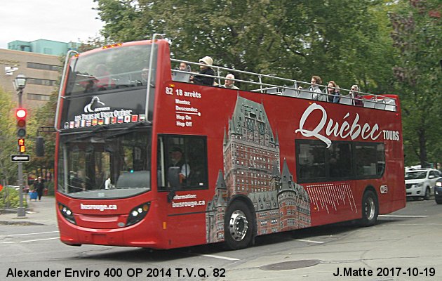 BUS/AUTOBUS: Alexander-Dennis Enviro 400 2014 Tours Vieux Québec