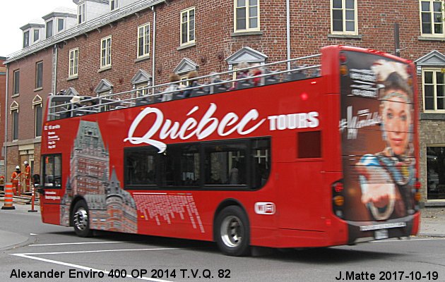 BUS/AUTOBUS: Alexander-Dennis Enviro 400 2014 Tours Vieux Québec