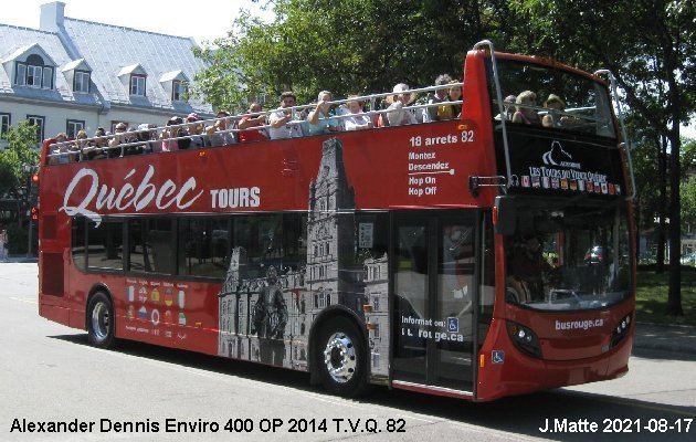 BUS/AUTOBUS: Alexander-Dennis Enviro 400 2014 Tours Vieux Québec