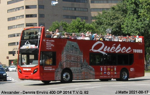 BUS/AUTOBUS: Alexander-Dennis Enviro 400 2014 Tours Vieux Québec