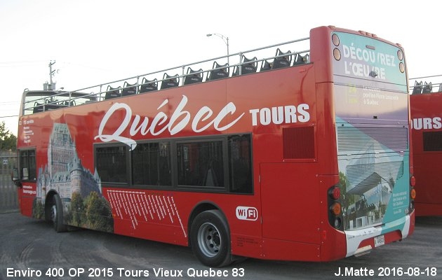BUS/AUTOBUS: Alexander-Dennis Enviro 400 2015 Tours Vieux Québec