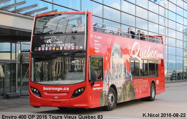 BUS/AUTOBUS: Alexander-Dennis Enviro 400 2015 Tours Vieux Québec