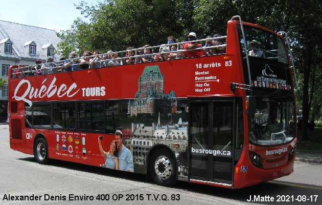 BUS/AUTOBUS: Alexander-Dennis Enviro 400 2015 Tours Vieux Québec