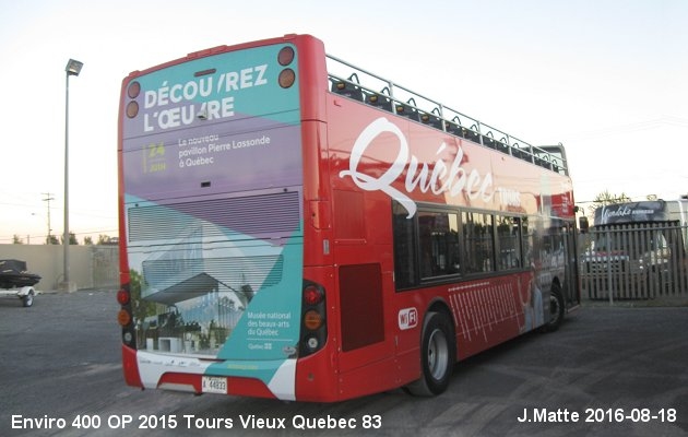 BUS/AUTOBUS: Alexander-Dennis 400 OP 2015 Tours Vieux Quebec