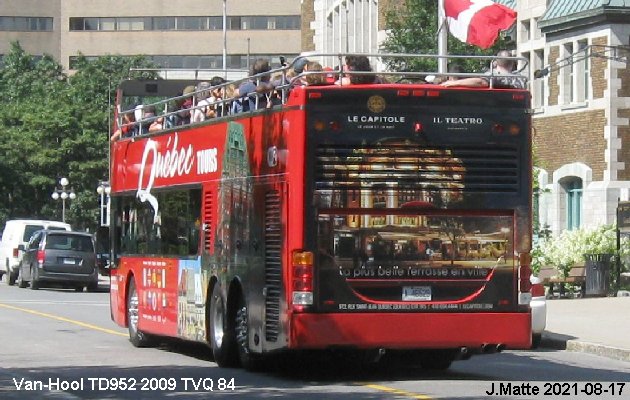 BUS/AUTOBUS: Van Hool TD952 2009 Tours Vieux Québec