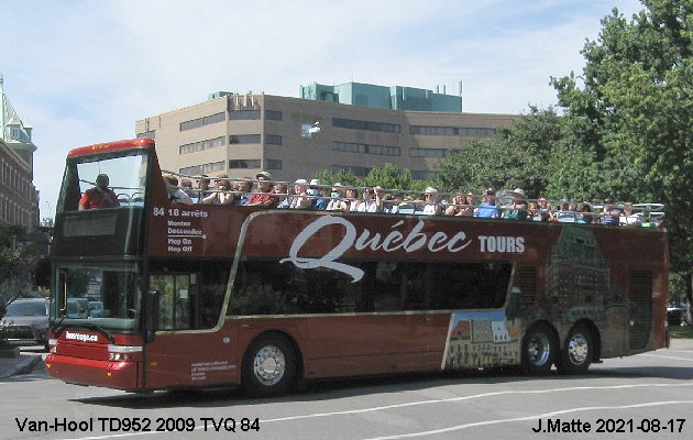 BUS/AUTOBUS: Van Hool TD952 2009 Tours Vieux Québec