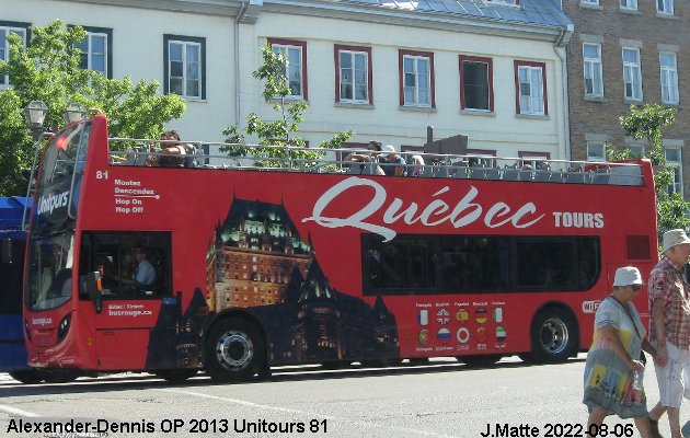 BUS/AUTOBUS: Alexander-Dennis Enviro 400 2013 Tours Vieux Quebec